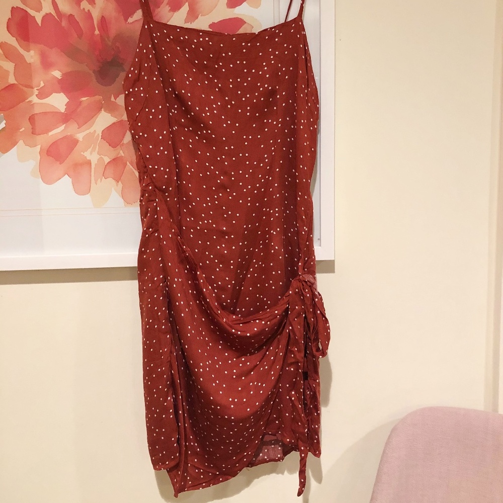 Vici Keep on Dancing Wrap Orange Polka Dot Dress